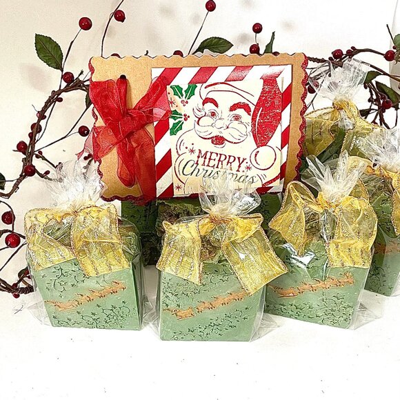 Santa Holiday Gift Soaps ( Set of 3 including the card) Decorated as shown. - Picture 3 of 5